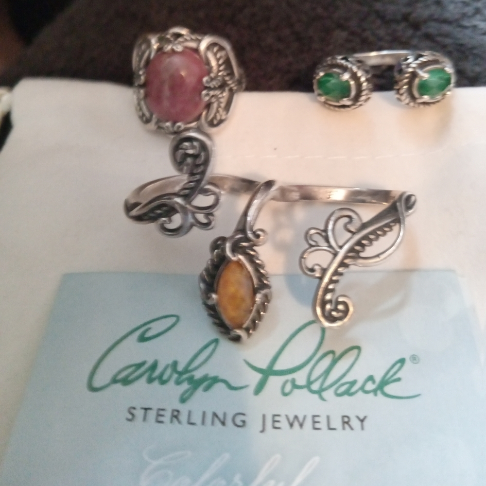Carolyn Pollock Sterling Silver Gemstone Rings Sz8